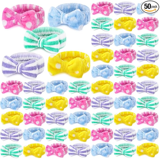 50 Pcs Pink Spa Headband Bulk Spa Sleepover Party Supplies by Wavyknot