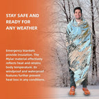 6 Pack Emergency Thermal Blanket Survival, 84” x 64” Extra Large Mylar Blankets - Image 3