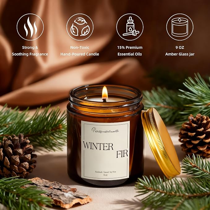 Fir Scented Candles for Home, Natural Soy Wax Aromatherapy Non Toxic Winter Fir - Image 5