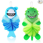 Nuenen 2 Pcs Bath Loofahs Kids Toddler Cute Cartoon Bath Sponges Loofah Pouf by Nuenen