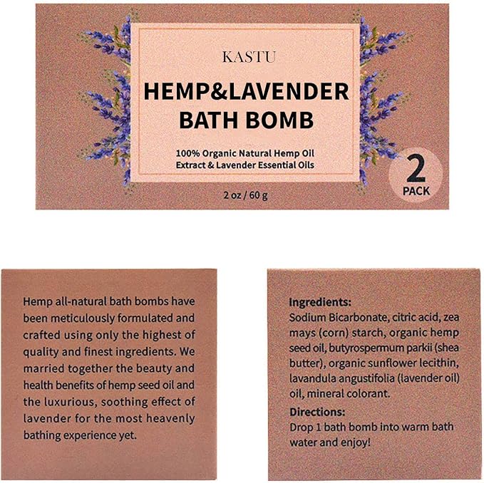Bath Bombs, 2 Pack Fizzy Spa Gift Natural Hemp Oil Extract and Lavender - Image 5
