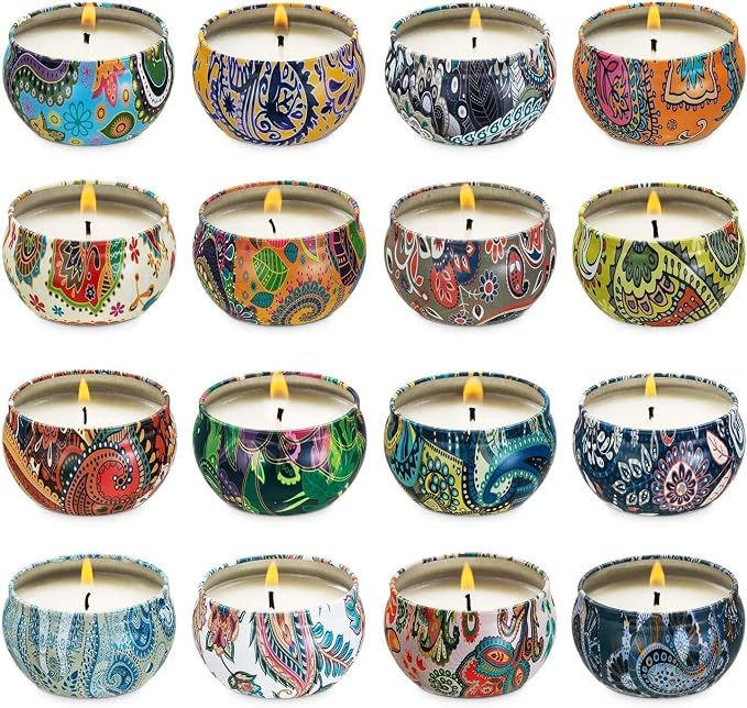 YOROXRG Set 16 Pack Scented Candles Gifts Soy Wax Travel Tin Jar Candles by YOROXRG
