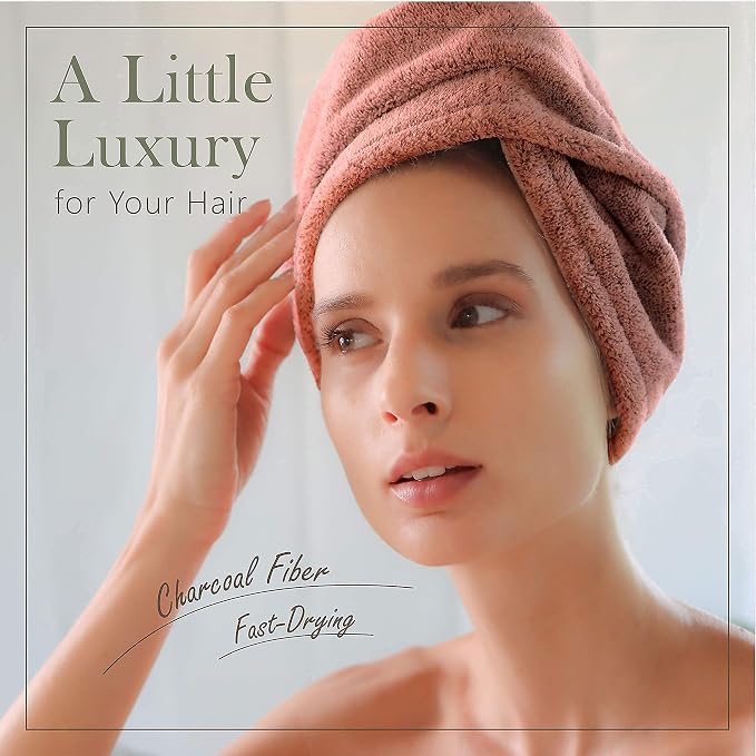 myHomeBody Hair Towel Wrap, Luxury Quick Drying Turban, Ultra Soft Absorbent - Image 2