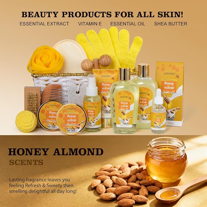 17-Piece Mothers Day Gifts for Women & Men, Almond Luxury Spa Gift Set Bath and - Image 7