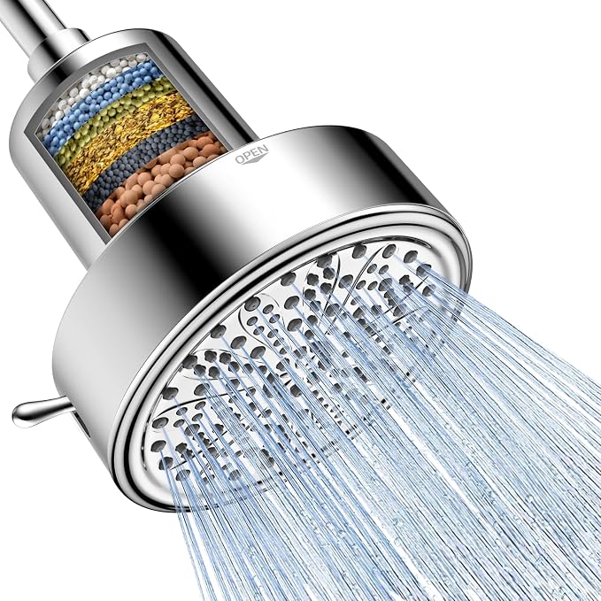 FEELSO Filtered Shower Head, High Pressure 6 Spray Modes Shower Head by FEELSO