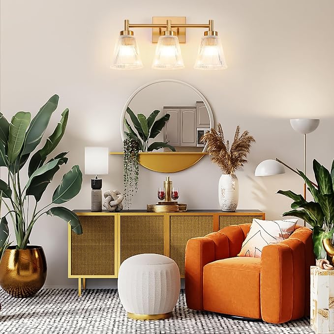 OCIOC 3-Light Bathroom Vanity Light, Modern Gold Wall Light Fixture - Image 8