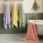 Jacquotha Checkered Bath Towels Set of 4-100% Cotton Towels - Image 2