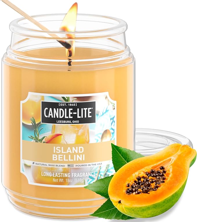 Candle-lite Scented Candles, Island Bellini, 18 oz Jar, Proudly Poured in The by Candle-liteCompany