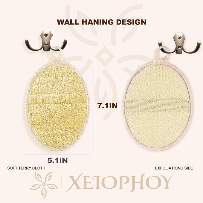 2PCS Natural Exfoliating Loofah Body Scrubber, Premium Loofah Exfoliating Body - Image 2