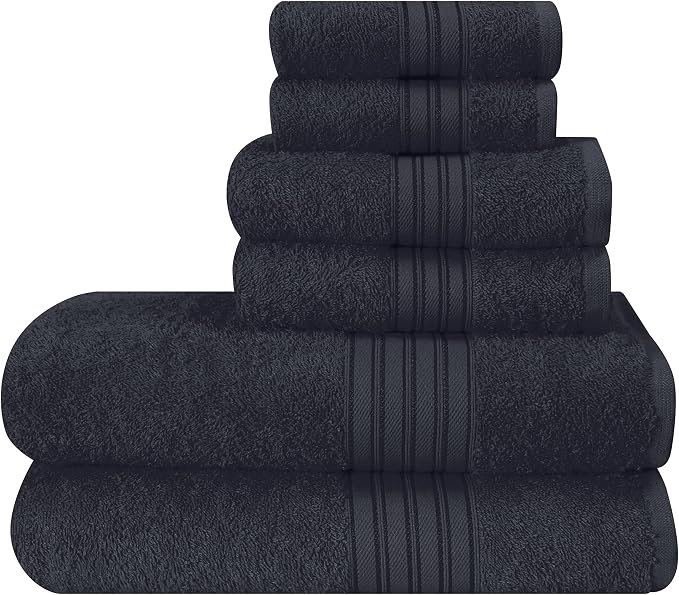BOUTIQUO 6 Pack Cotton Towel Set, Contains 2 Bath Towels 28x55 inch, 2 Hand by BOUTIQUO