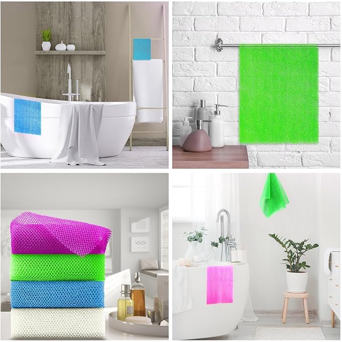UJFQBH 4 Pieces African exfoliating net African Net Long Net Bath Sponge - Image 6