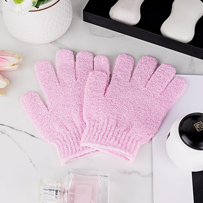 4 Pairs Bath Gloves, Body Scrub Mitts, Shower Scrubber Gloves - Image 4