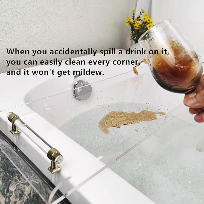 42" Gold Handle transaprent Bathtub Caddy - Image 4