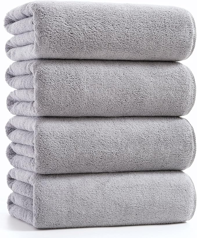sakano 4-Piece Bath Towel Set, Quick-Dry Absorbent Lint Free & Launder Soft by Unknown