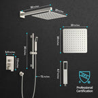 SR SUN RISE Shower System with 10" Rain Showerhead, Square Handheld Showerwith - Image 5
