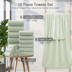 18 Piece Family Bath Towel Set Include 6 Bath Towels, 6 Hand Towels and 6 - Image 3