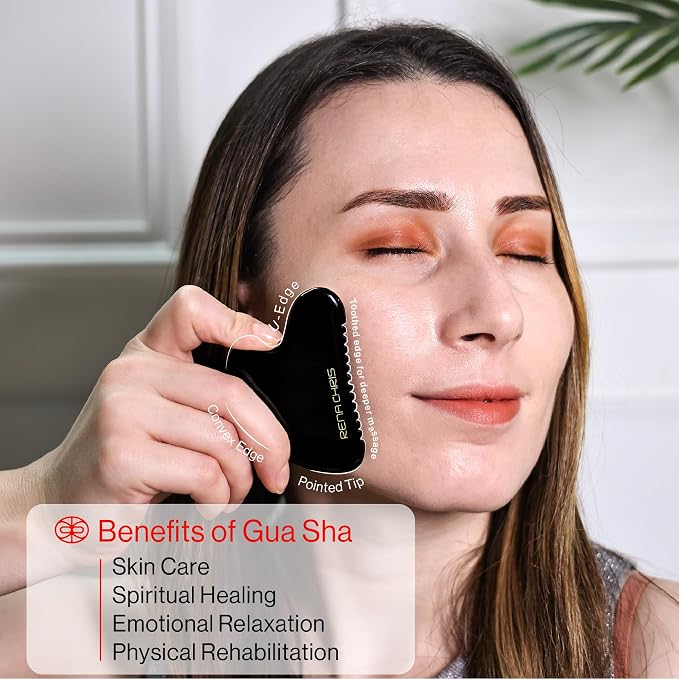 Rena Chris Gua Sha Facial Tools, Obsidian Guasha Tool - Image 4