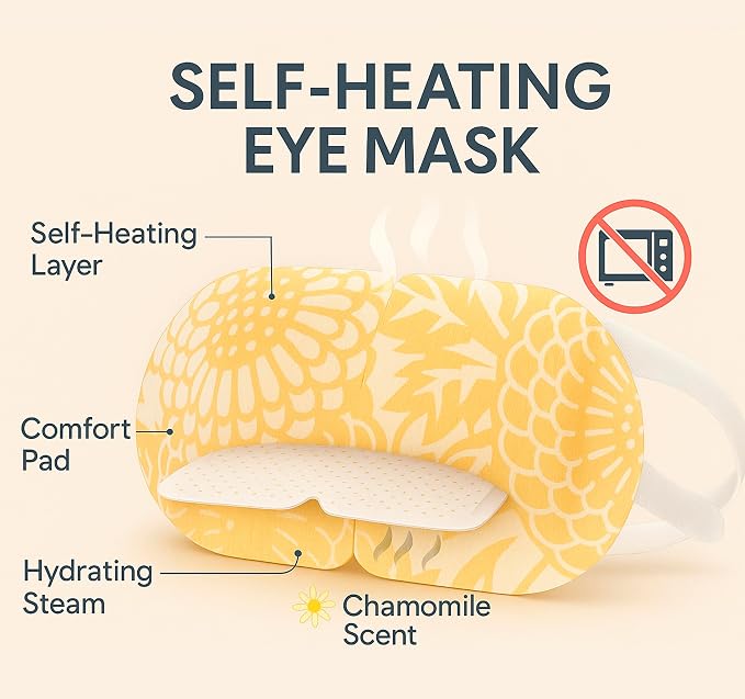 Steam Eye Mask - 16 Pack Chamomile Self-Heating Warm Compress - Image 6