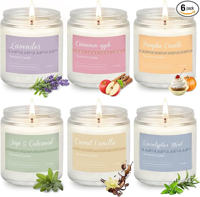 6 Pack Fall Candles for Home Scented, Fall Scented Candles for Women Gifts by PELN