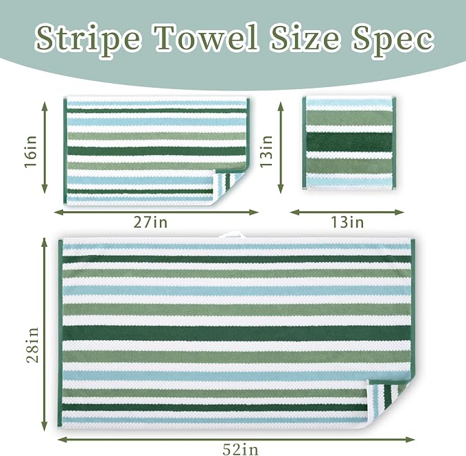 Waffle Hand Towels for Bathroom, Hand Towel Set of 4, Striped Bathroom Hand - Image 4