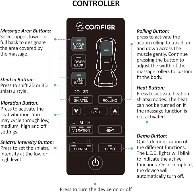 COMFIER Shiatsu Full Back Massager, Massage Chair Pad - Image 7