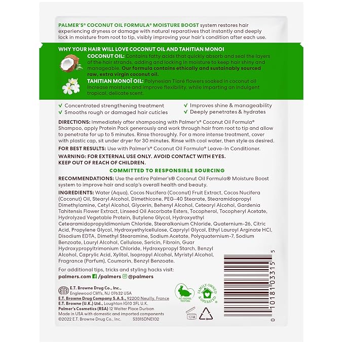 Palmer's Coconut Oil Formula Moisture Boost Protein Pack, Hair Treatment - Image 11