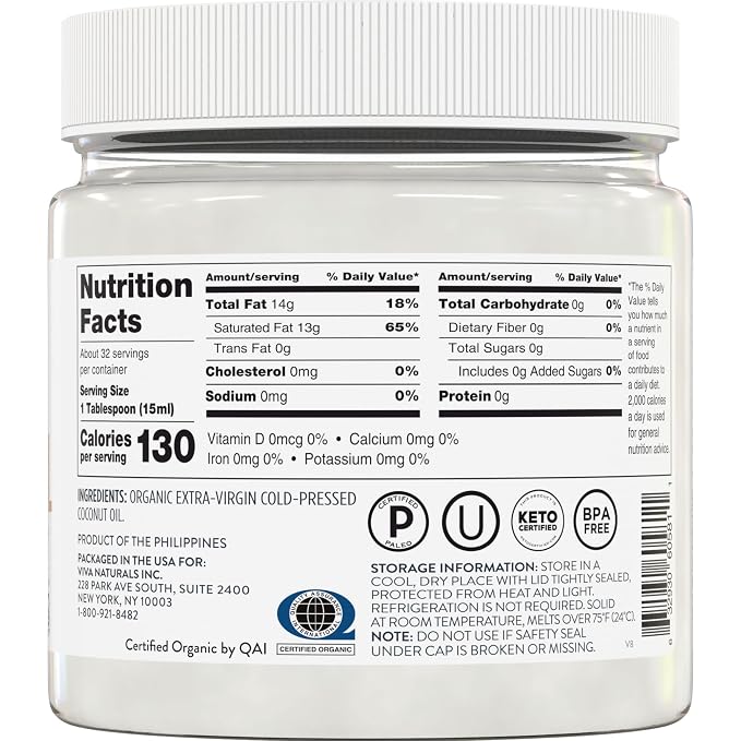 Viva Naturals Organic Coconut Oil, 16 fl oz – Unrefined, Cold-Pressed Extra - Image 3