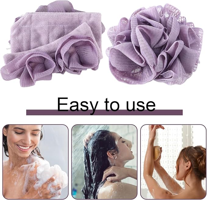 6 Pack Washcloth Loofah Combo 2 in 1 Drawstring Loofah Sponge - Image 4