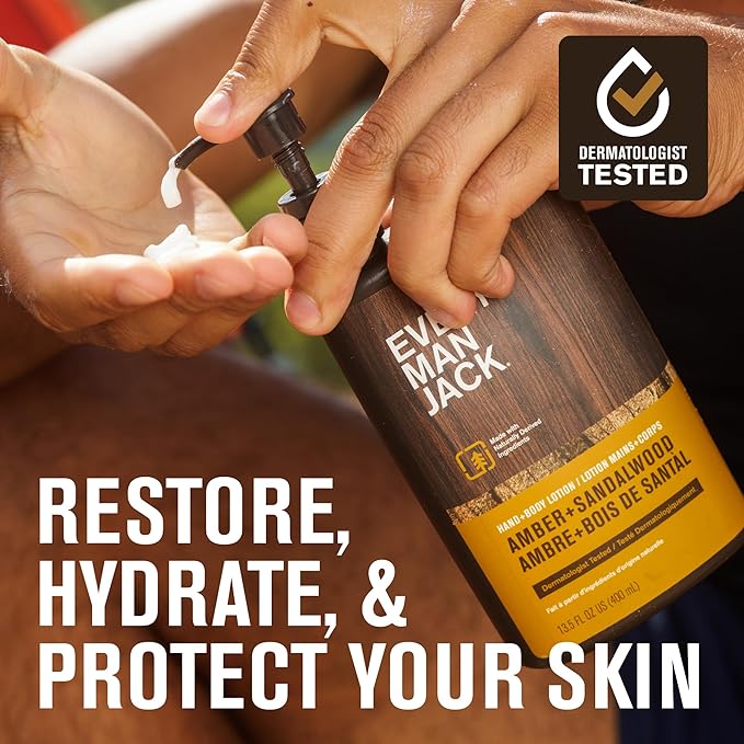Every Man Jack Mens Amber + Sandalwood Hand & Body Lotion - Image 2