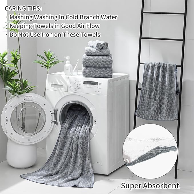 Ultra Soft Bath Towel Set, 12 Piece Family Bathroom Towels Set - Image 6