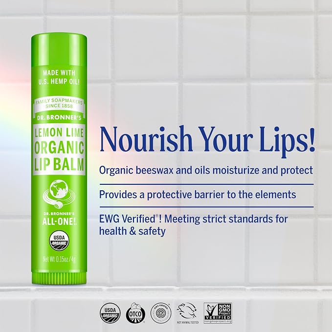 Dr. Bronner’s Organic Lip Balm 6-Pack Natural, Moisturizinging, Petroleum-Free - Image 2