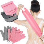 4 Pack Exfoliating Washcloth Back Scrubber Set, 2 Exfoliating Body Scrubber by Breling
