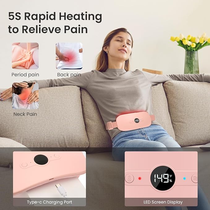NOWWISH Heating Pad for Period Cramps Pain Relief, Portable Electric Cordless - Image 3