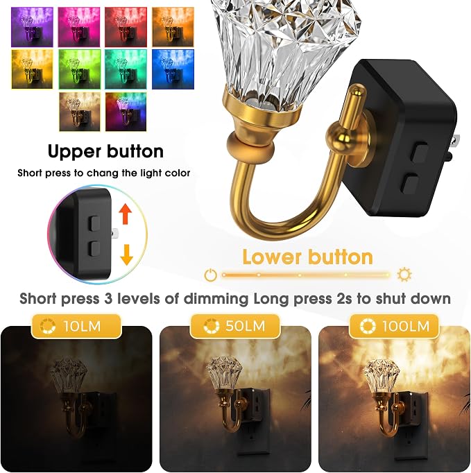 L LOHAS LED Night Lights Plug into Wall -10-Color Changing RGB Floral Night - Image 2