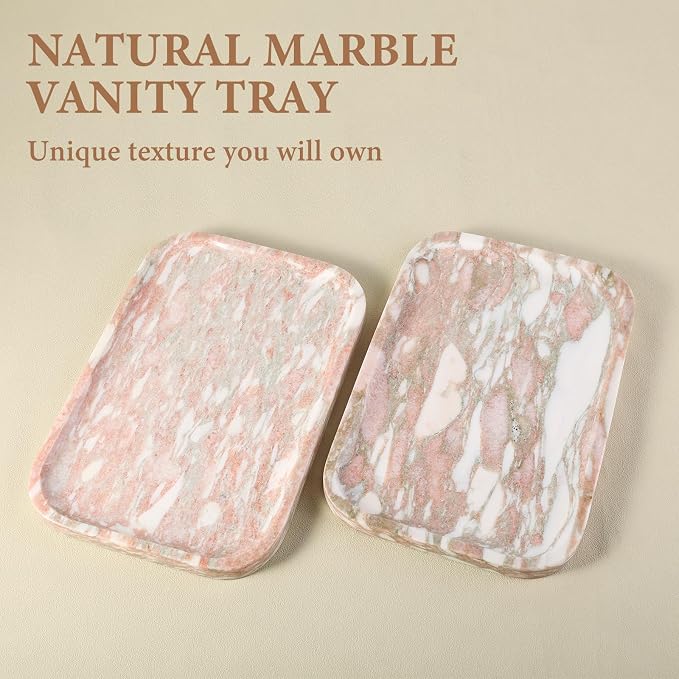 Karibiber Marble Vanity Tray, Marble Bathroom Tray Countertop, Decorative Tray - Image 2