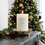 Aroma Naturals Holiday Essential Oil Vanilla & Peppermint Scented Pillar Candle - Image 4