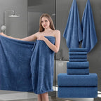 8-Piece Navy Bath Towels Set, 2 Oversized Large Bath Towels Sheet, 2 Hand by Ycosy