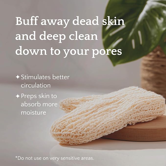 Sisal Body Exfoliator Glove 9", Natural Shower Mitt - Image 3