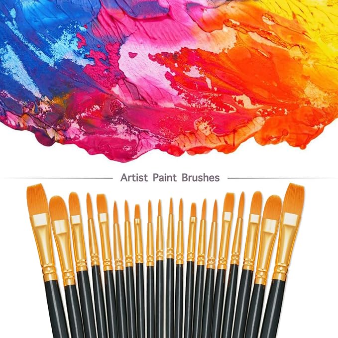 BOSOBO Paint Brushes Set, 4 Pack 40 Pcs Round Pointed Tip Paintbrushes Nylon - Image 2