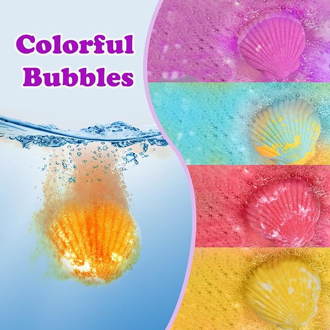 Bath Bombs for Kids with Surprise Toys Inside, Handmade Shell Bubble Bath Kit - Image 5