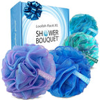 SHOWER BOUQUET Loofah Bath-Sponge XL Swirl-Deep-4-Pack // Extra Large 75g Soft by ShowerBouquet%C2%AE