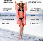 Ray Silver Turkish Beach Towel – 100% Cotton 40x71 Quick Dry Oversized Sand - Image 5