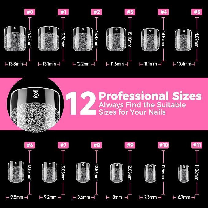 UNA GELLA Extra Short Square Oval Nail Tips 216pcs Pre-shaped Half Matte Square - Image 8
