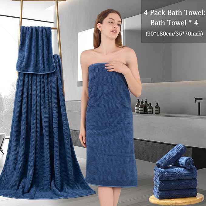 Ycosy 4 Pack Extra Large Microfiber Bath Towels Set, 35x70 inches, Less Lint - Image 7