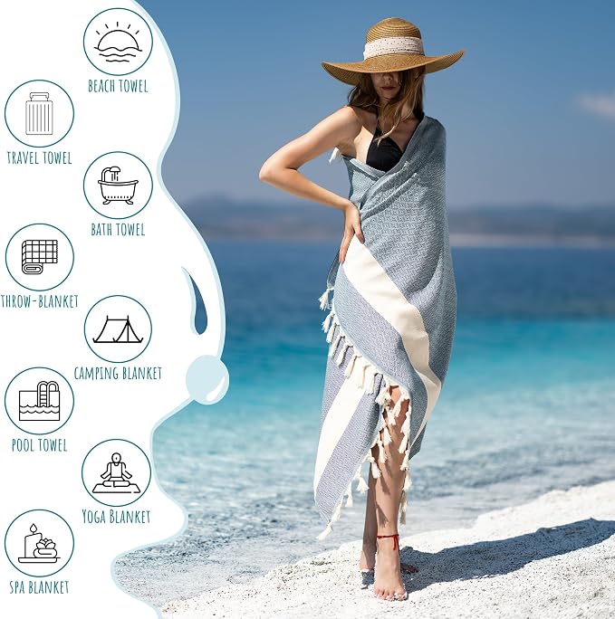 Turkish Beach Towels Oversized Clearance XL 40x71- Sand Free Beach Towel- 100% - Image 3