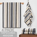 VOOVA & MOVAS Shower & Bathroom Black Striped Bath Towels - Image 4