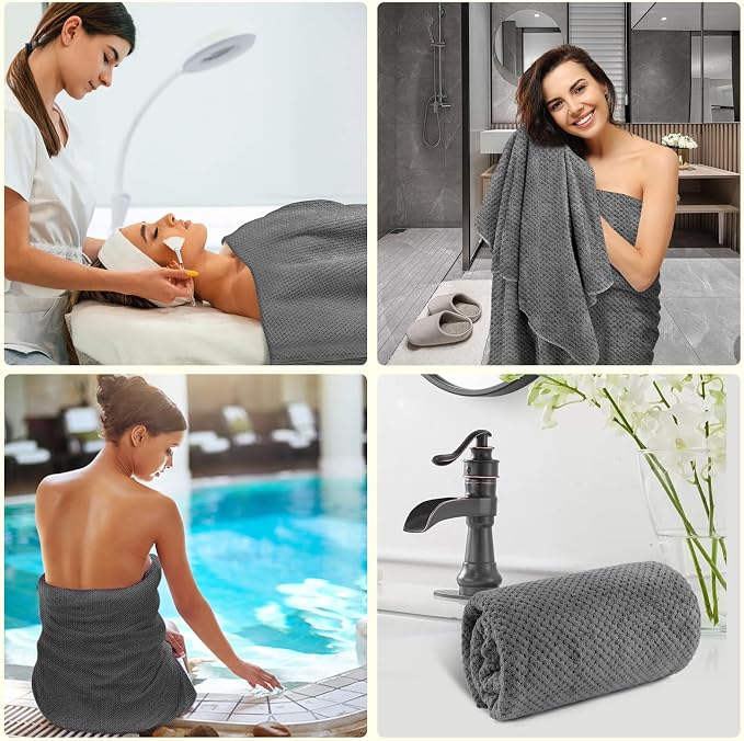 HOMEXCEL 6 Pack Bath Towel Set, Microfiber Ultra Soft Highly Absorbent Bath - Image 8