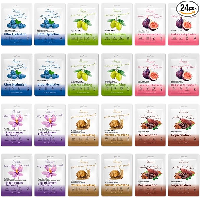 VIABEAUTY 24 Pack of Sheet Face Masks Skincare by Unknown