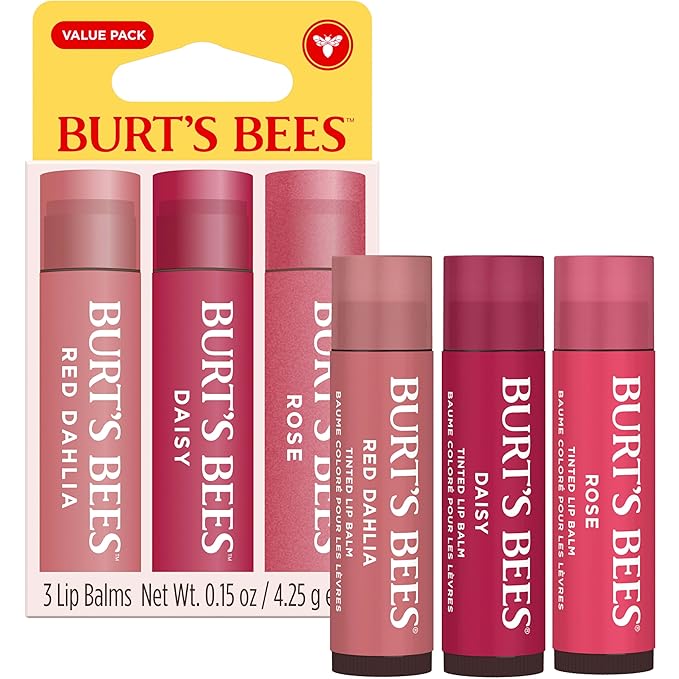 Burt’s Bees Tinted Lip Balm, Mothers Day Gifts, Value Pack Includes 3 Lip - Image 2