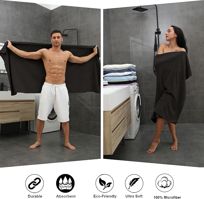 8-Piece Brown Bath Towel Set, 2 Extra Large Bath Towel Sheets, 2 Hand Towels - Image 5